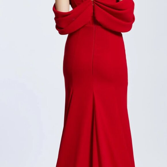 Red Corset Off Shoulder Gown - Picture 2 of 2